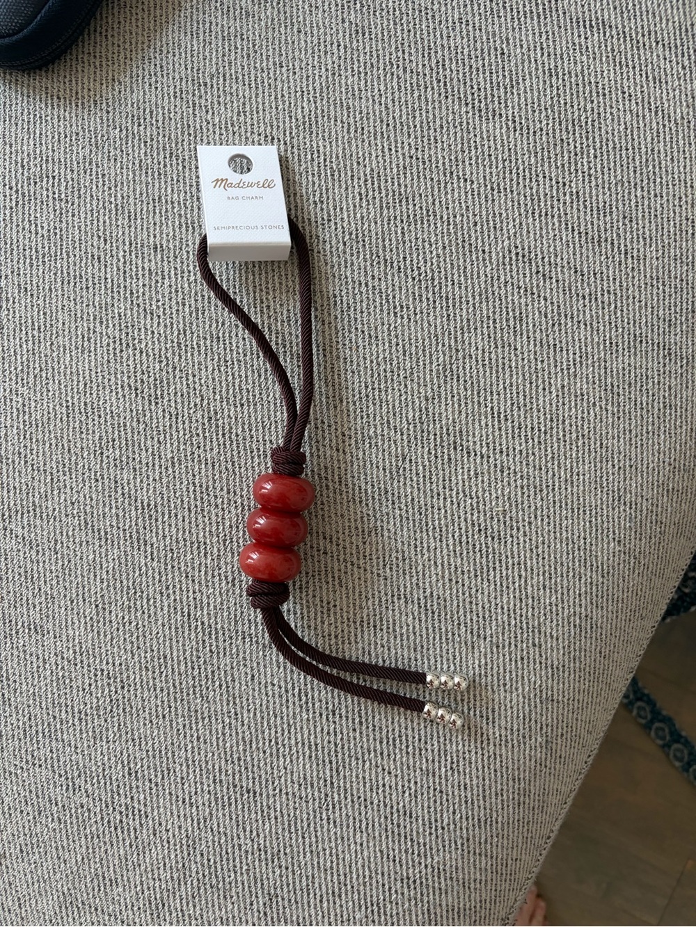 Madewell Brown Cord Bag Charm with White Tag